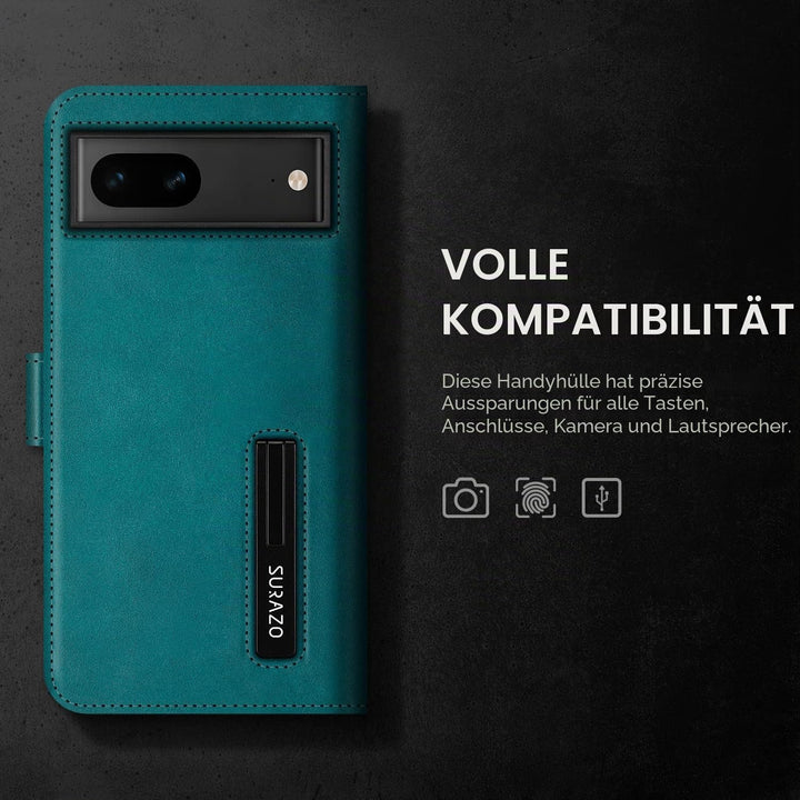 SURAZO Premium Handyhülle für Google Pixel 7A 5G 5G – Premium Echtleder Schutzhülle mit Pfote Motiv