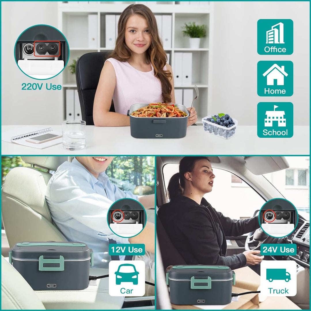 XREXS 1.8L Elektrisch beheizte Lunchbox, 75W Tragbarer Speisenwärmer für Auto, LKW/Büro/Zuhause - Gr