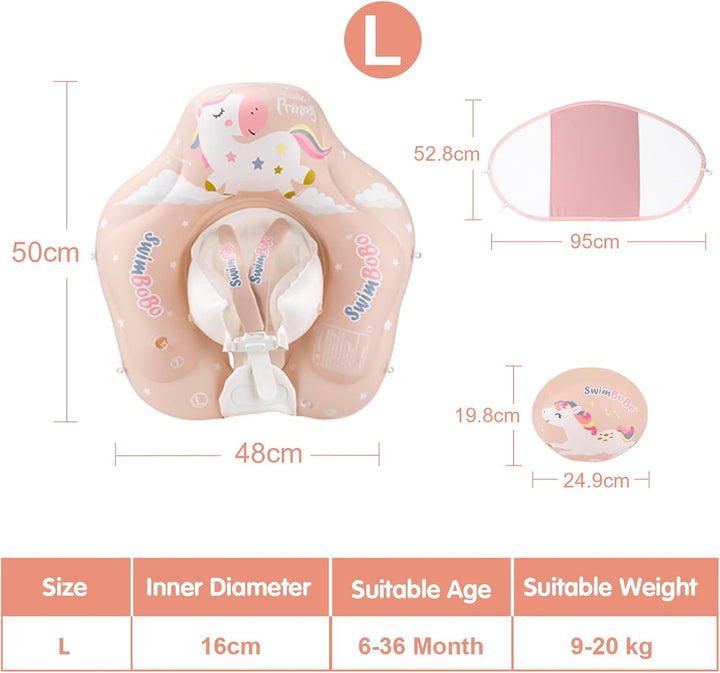 Schwimmring Baby ab 6-36 Monate, Schwimmring mit Sonnendach Entfernbar, Aufblasbare Schwimmtrainer m
