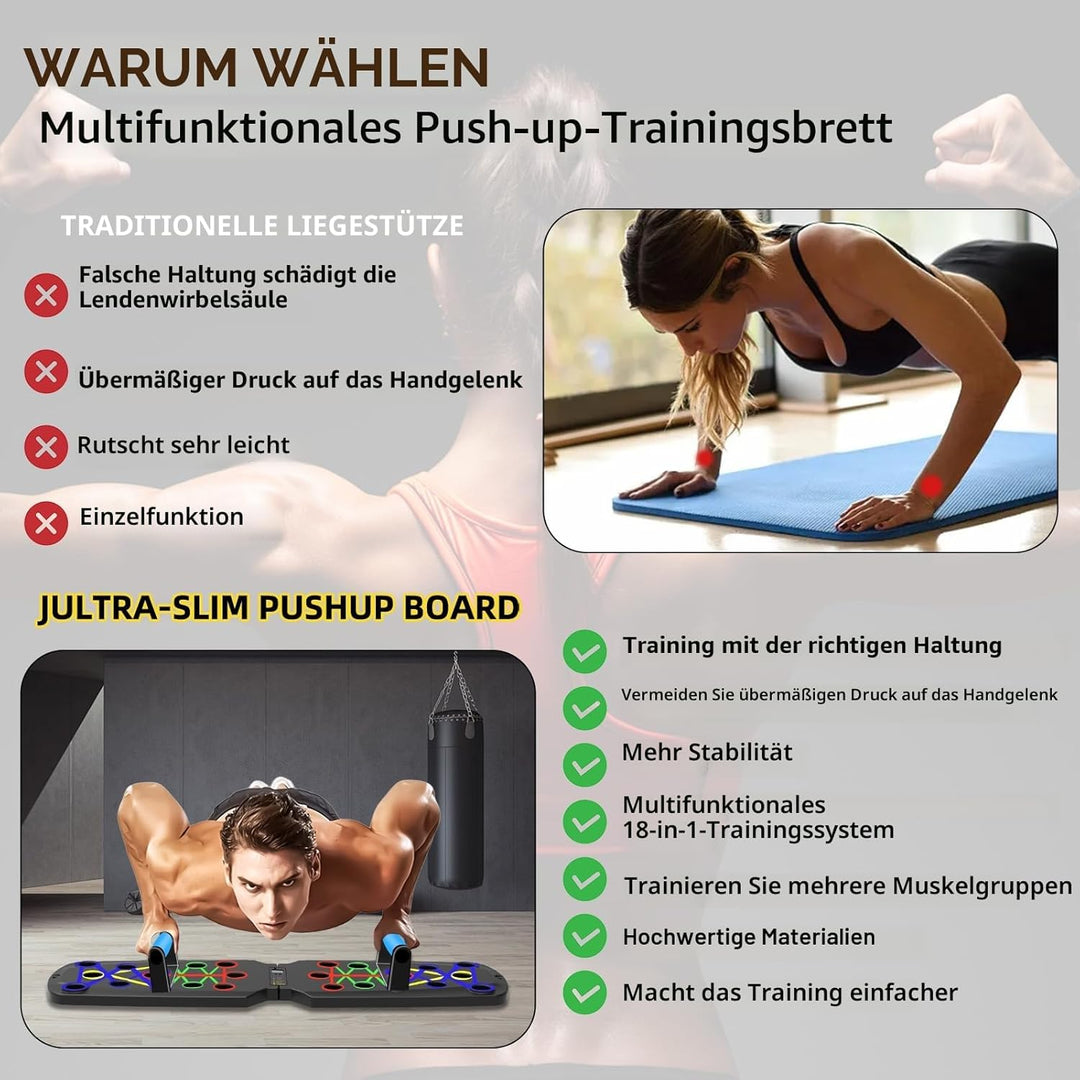 Push Up Board, 26-in-1 Multifunktions-Liegestützbrett Übungsgerät für den Heimgebrauch, System Fitne
