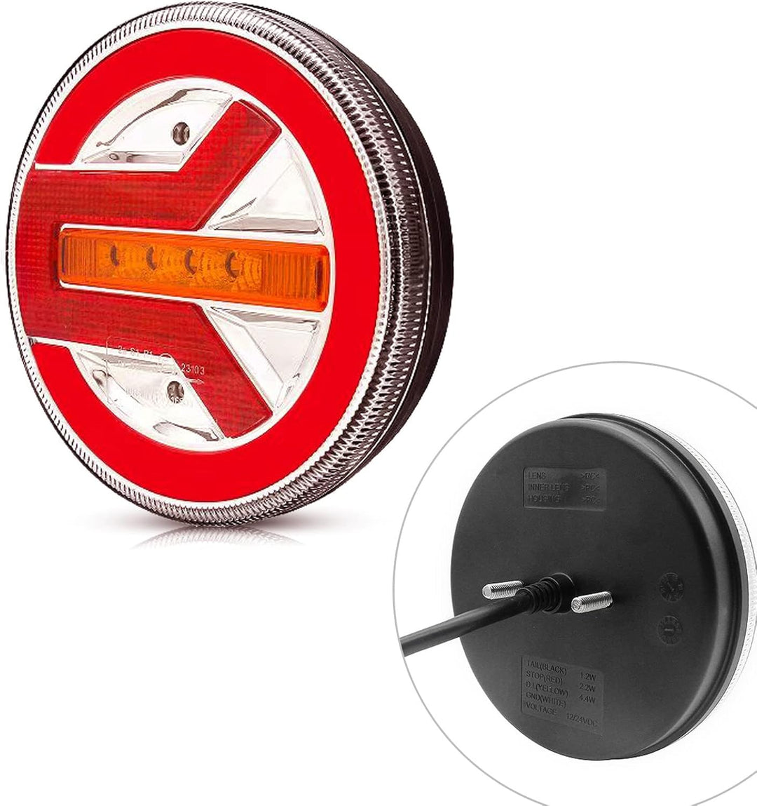 AOJO 1 PCS Rund 12 V 24 V LED Rücklicht mit E-Prüfzeichen, IP67 Wasserdicht Universelles Hamburger R