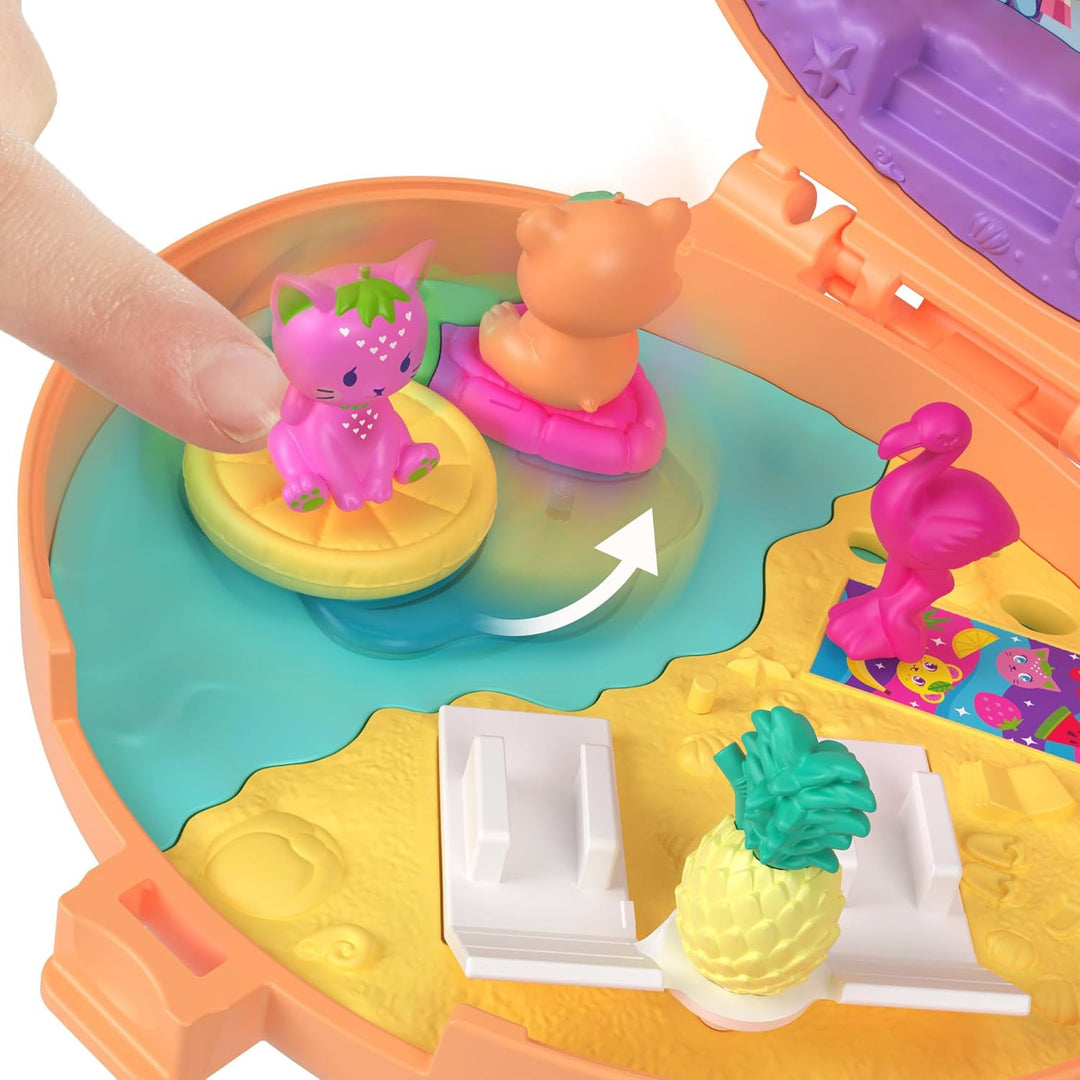 Polly Pocket Puppen- und Haustier-Spielset, Plüschbär-Schatulle, Schlüsselanhänger und Plüschtier, O