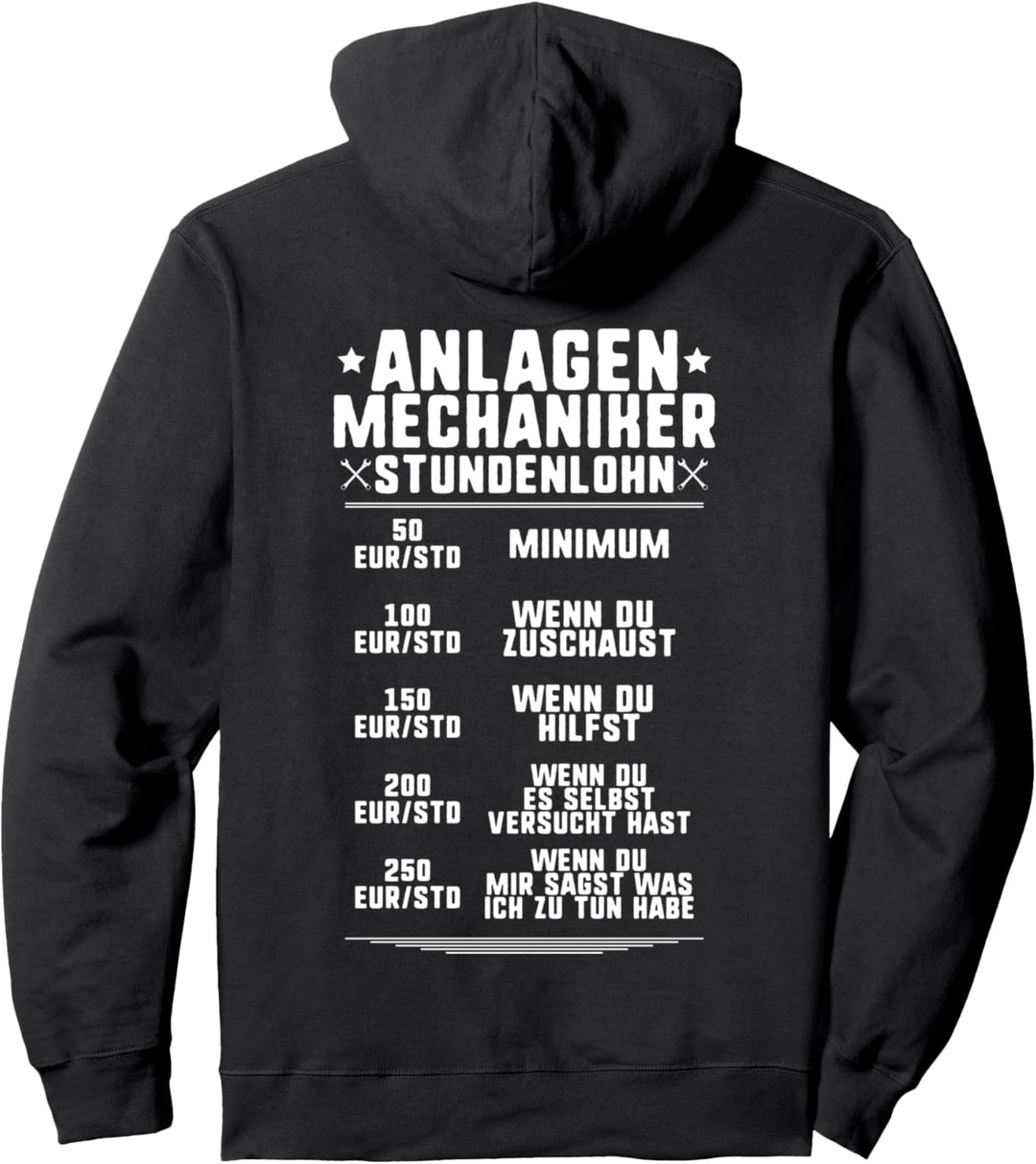 Stundenlohn Anlagenmechaniker Pullover Hoodie