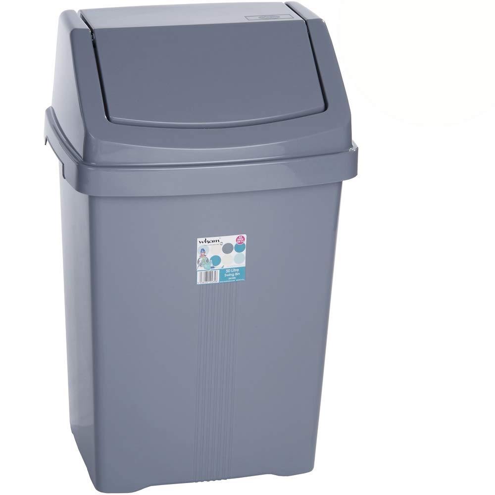 Mülleimer Schwingdeckel 50L eckig Grau Schwingdeckeleimer Kunststoff Bad Grau 50 Liter, Grau 50 Lite
