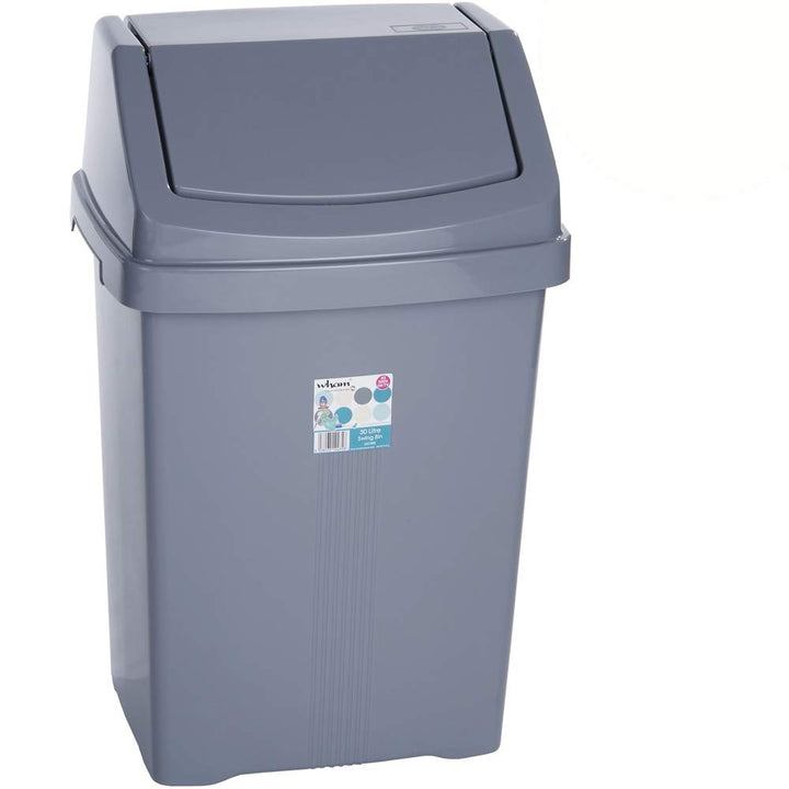 Mülleimer Schwingdeckel 50L eckig Grau Schwingdeckeleimer Kunststoff Bad Grau 50 Liter, Grau 50 Lite