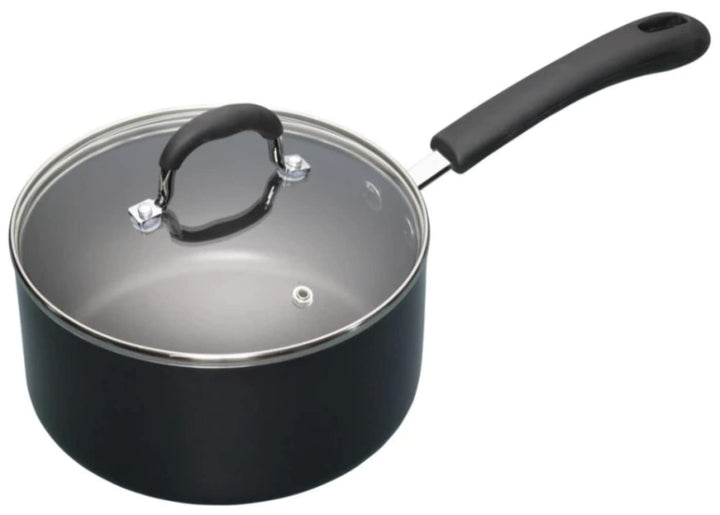 MASTERCLASS Master Class Aluminium-Antihaft-Emaille-Stieltopf mit Deckel, Schwarz, 20 cm 20 cm (8 in