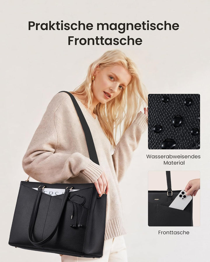 LOVEVOOK Laptoptasche Damen, Arbeitstasche mit Isoliertem Kühlfach Gross | 15,6 Zoll Laptop Handtasc