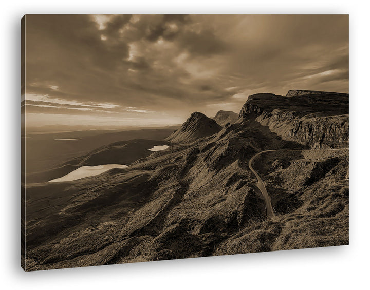 deyoli himmlische Landschaft in Schottland Format: 80x60 Effekt: Sepia als Leinwand, Motiv fertig ge