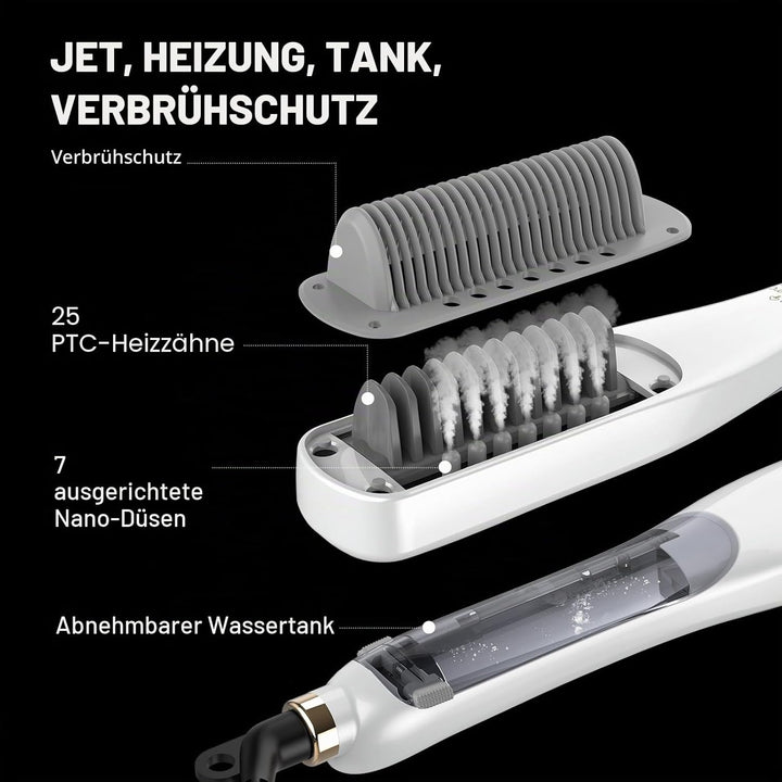 Professionelles Dampf-Glätteisen – Glättbürste mit Dampf für Haare, 4 einstellbare Temperaturen, 160