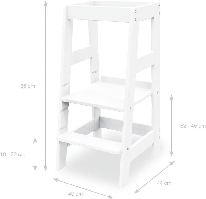 PINOLINO Fino Lernturm - Höhenverstellbarer Kinderhocker ab 1 Jahr – Kinder Tritthocker aus massiver