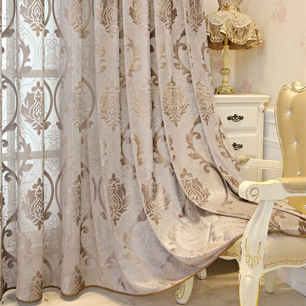 M&amp;W DAS DESIGN Gardinenschal Vintage Retro Barock Braun 1er-packung 200 x 245 cm, Braun 1er-packung