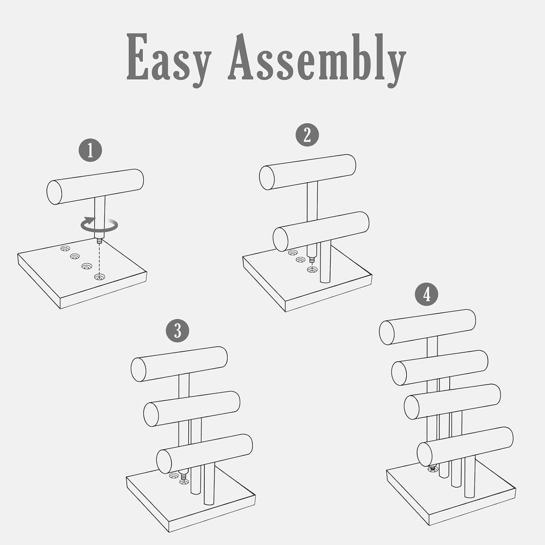 ProCase 4 Etagen T-Form Armbandhalter aus Holz, Abnehmbare Armband Halterung Schmuckhalter Armbänder