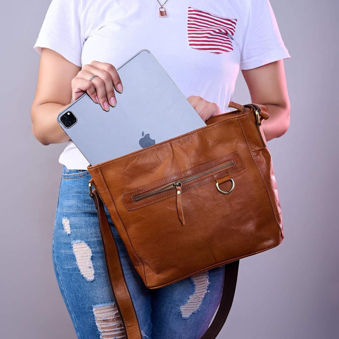 URBAN LEATHER Extra grosse Crossbody Umhängetaschen Geldbörsen für Frauen & Mädchen, Echtes Leder Vi