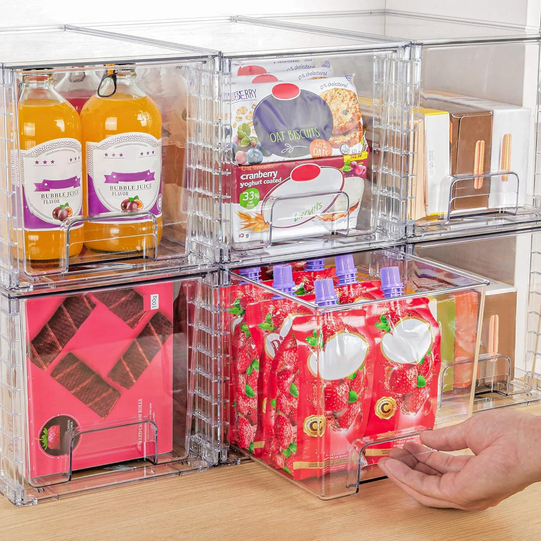 Vtopmart 4er-Pack grosse stapelbare Aufbewahrungsschubladen, transparente Acryl-Schubladenorganisato