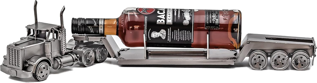 STEEMO Metallkunst Weinflaschenhalter Truck USA - LKW Tieflader - Deko-Weinhalter 62x12x10 cm