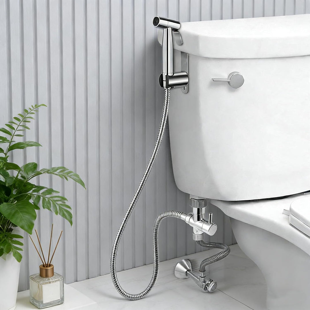 Edelstahl Bidet Handbrause Set für Toilette – WC Brause mit T-Adapter, Halterung & 1,5m Schlauch, Wa