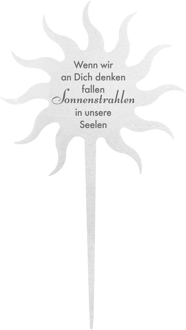 Fritz Cox® Grabstecker Sonne 'Wenn wir an Dich denken, fallen Sonnenstrahlen in unsere Seelen'