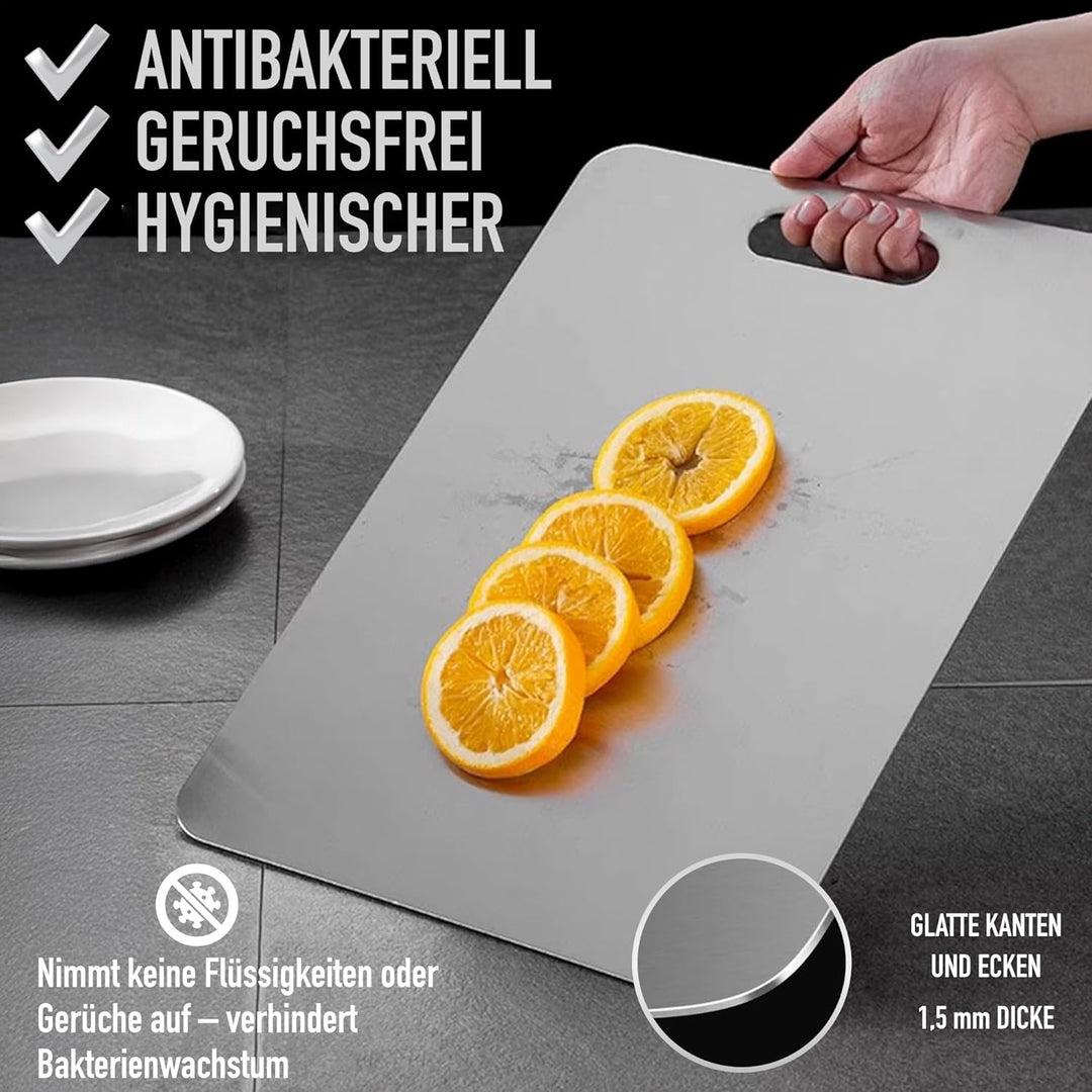 SET 2 – Schneidebretter a Titanlegierung für die Küche - Schneidebrett aus Edelstahl SUS316 + Haken