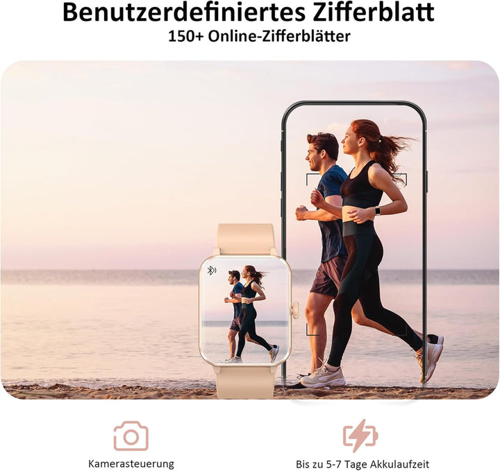 Blackview Smartwatch Damen Herren mit Telefonfunktion(Anrufe tätigen/empfangen)/Message Reminder, Sp