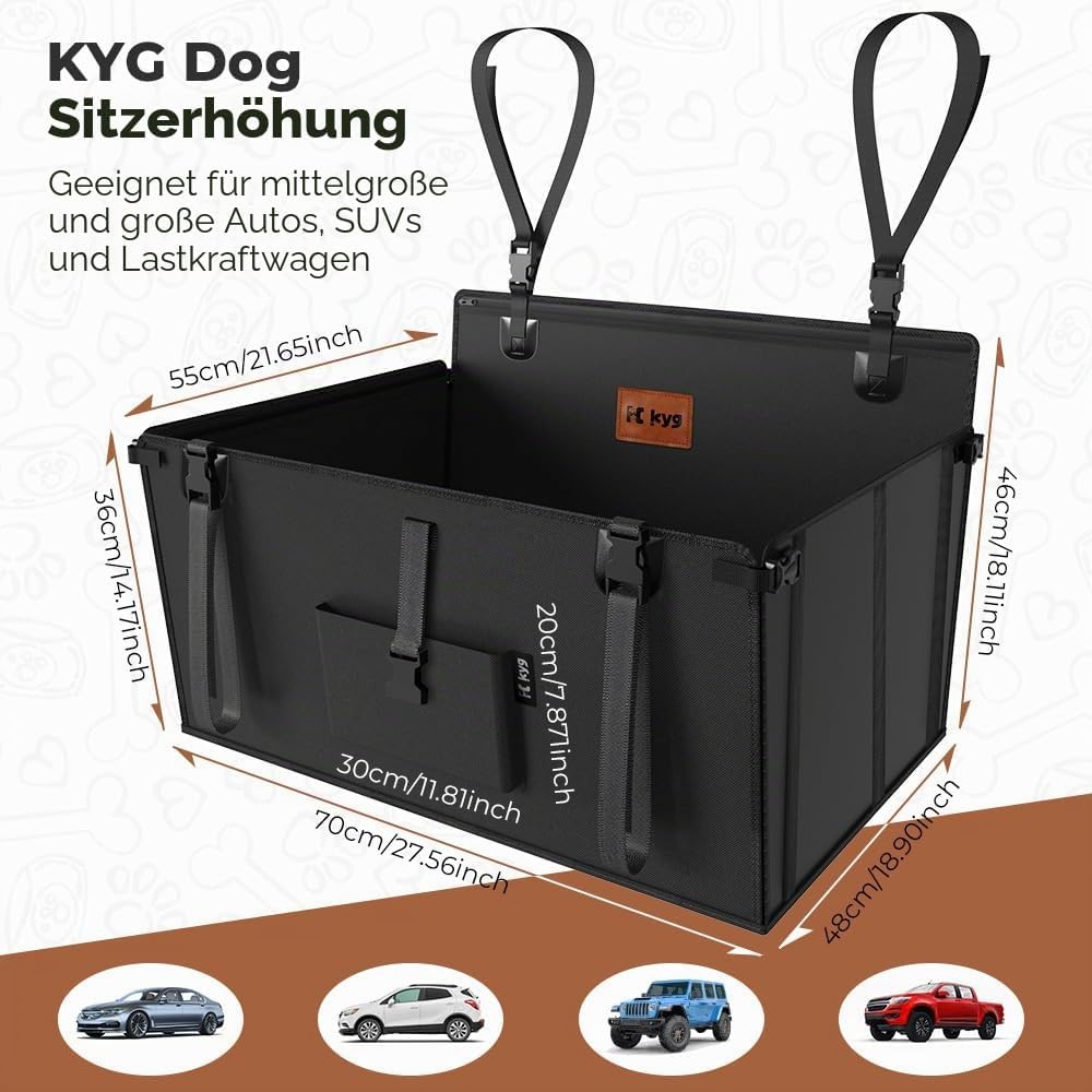 KYG Autositz Hunde Extra Stabiler Wasserdichter Rutschfester Haustier hundesitz Auto rückbank Kratzf