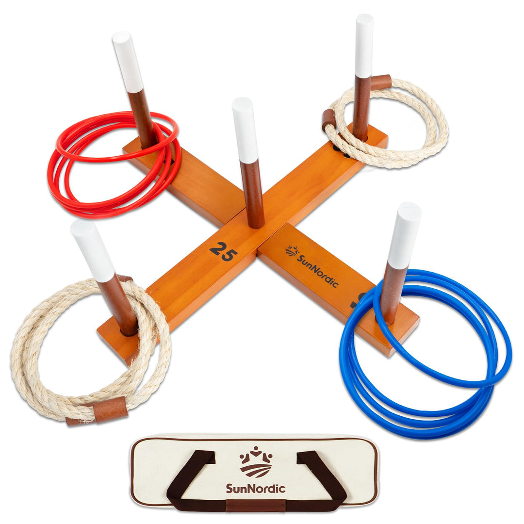 SunNordic Ringwurfspiel-Set aus Holz, Strandspiel für Kinder, Erwachsene und die ganze Familie, inkl