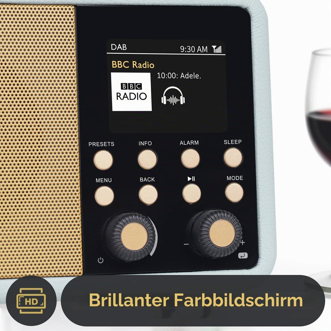 LEMEGA Class Finesse DAB+ Digitalradio, Farbdisplay, Bluetooth,Blau | 60 Senderspeicher, 12 Std Akku
