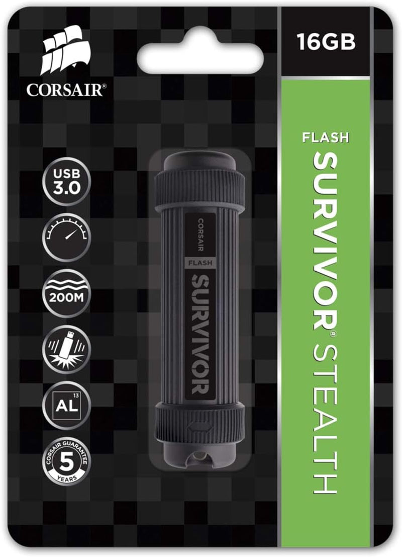 Corsair Flash Survivor Stealth v2 64GB USB-Speicherstick (USB 3.0, robust, wasserabweisend) schwarz