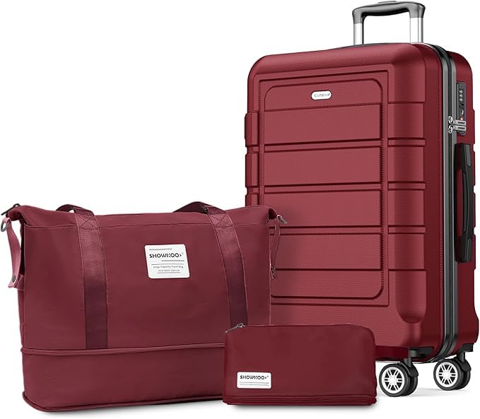 SHOWKOO Koffer Mittelgross Hartschale Erweiterbar Leicht Reisekoffer ABS+PC Haltbar Kabinen Trolley