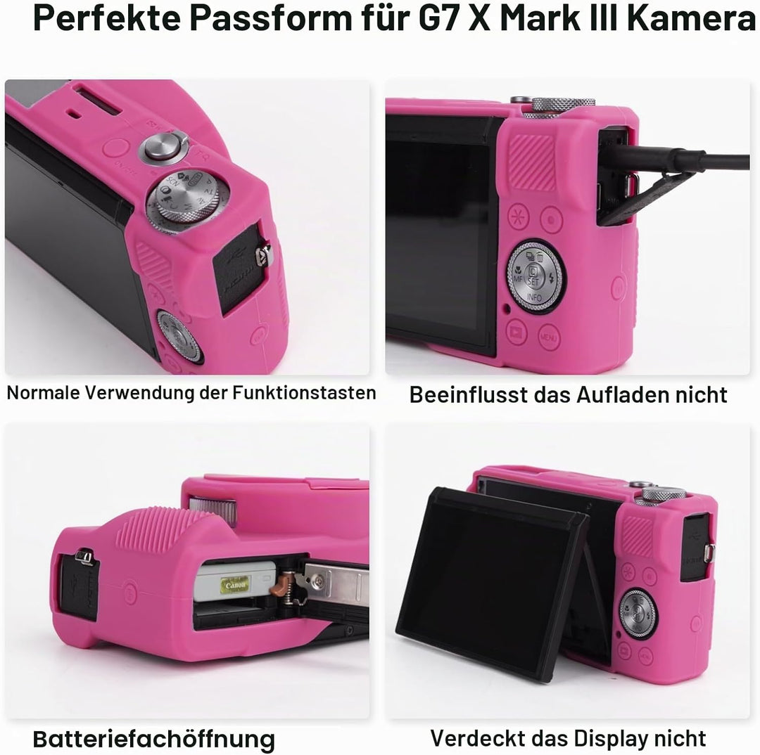 Rieibi Silikon-Schutzhülle für Canon G7X Mark III Hülle, G7X Mark III Zubehör mit 2 Stück Displaysch