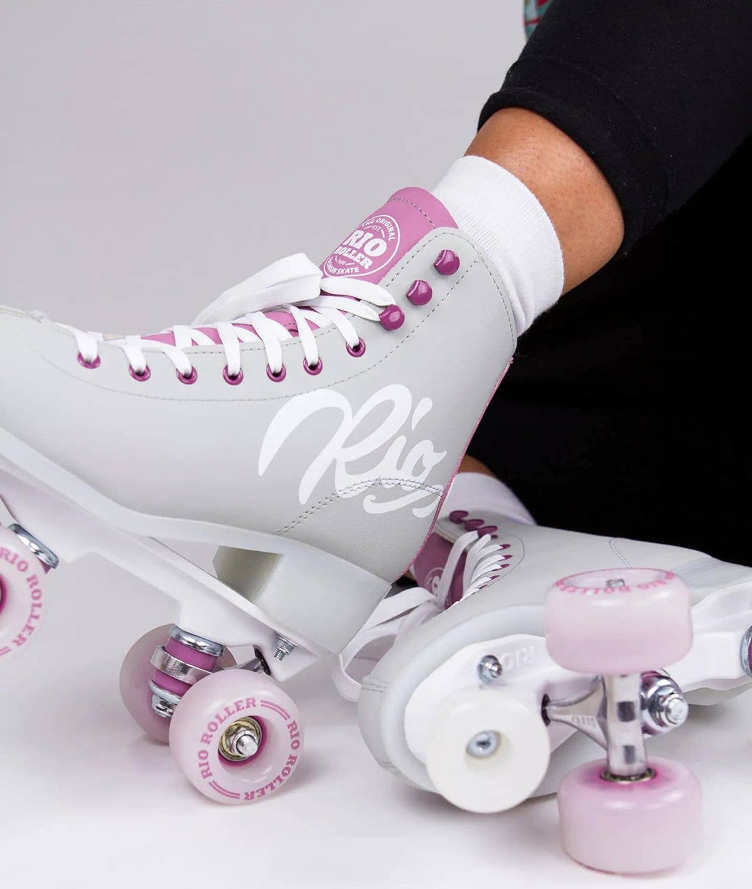 Rio Roller Script Retro Rollschuhe Disco Roller grau-lila 6UK, 6UK