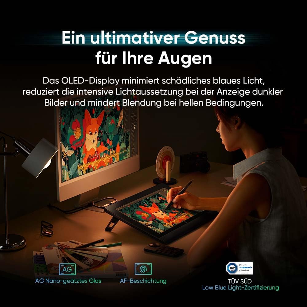 XPPen Artist Ultra 16 Grafiktablett mit Display für PC - 15,6 Zoll OLED 4K