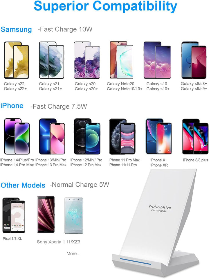 NANAMI Wireless Charger mit 30W USB-C Ladegerät - 2 in 1 Induktive Ladeständer mit Anschluss, Qi Kab