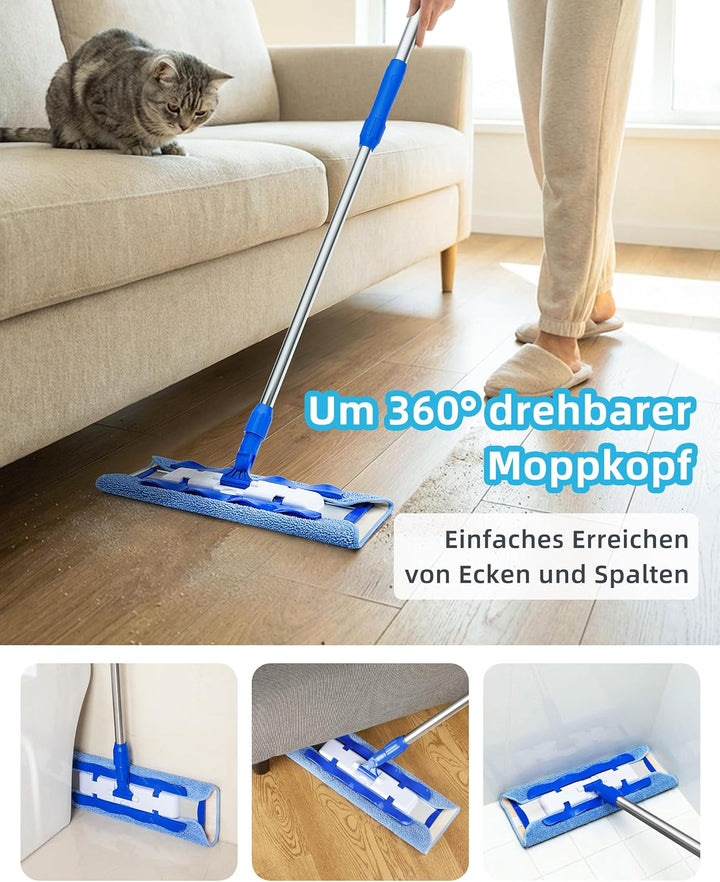 MR.SIGA Professionelle Mikrofaser-Wischmop Bodenwischer Reinigung für Hartholz-, Laminat-, Fliesenbo