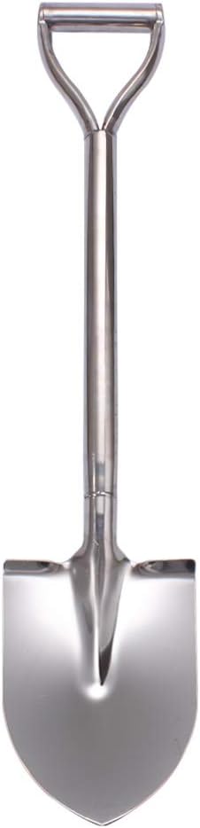 LUBAN Schaufel aus Edelstahl, Länge:80, Rund Schaufel aus Metall mit mit D-Griff, rostfreie Spatensc