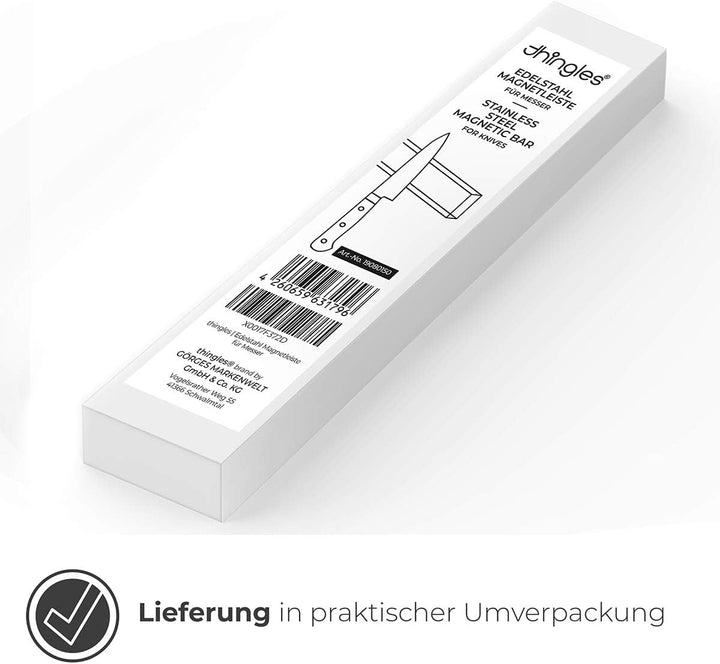 Thingles® Profi-Küchen Magnetleiste ohne Bohren für Messer - 40cm aus hochwertigem Edelstahl I Edle