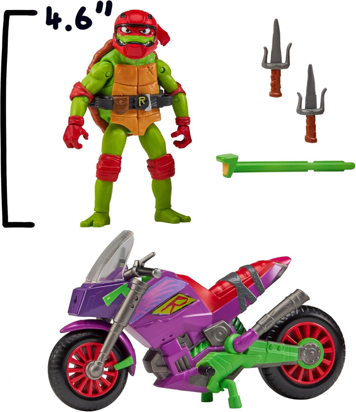 TEENAGE MUTANT NINJA Turtles - Fahrzeug mit Figur - Lila Drachen-Cycle mit Raph, Lila Drachen-Cycle