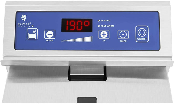 Royal Catering Horeca Induktions-Fritteuse 10 l, 3.500 W, 60-200 °C, mit Ablassventil und Timer