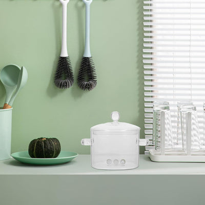 Vaguelly 2 Stück Glas-Kochtopf Mit Deckel 1350 Ml Suppentopf Kochtopf Klarer Simmertopf Suppentopf B