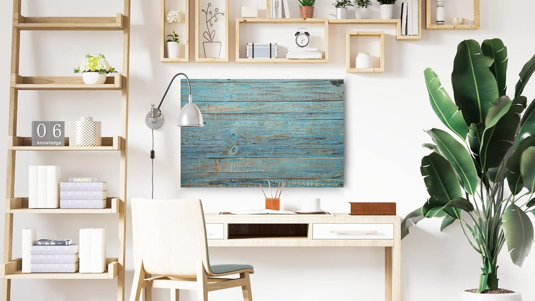 ALLboards Metallische Magnettafel BLAUES BRETT VINTAGE HOLZ 60x40cm MetalBoards Memoboard für jede A