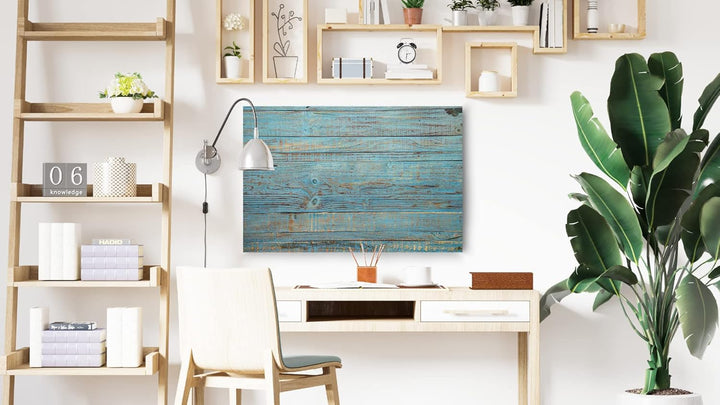 ALLboards Metallische Magnettafel BLAUES BRETT VINTAGE HOLZ 60x40cm MetalBoards Memoboard für jede A
