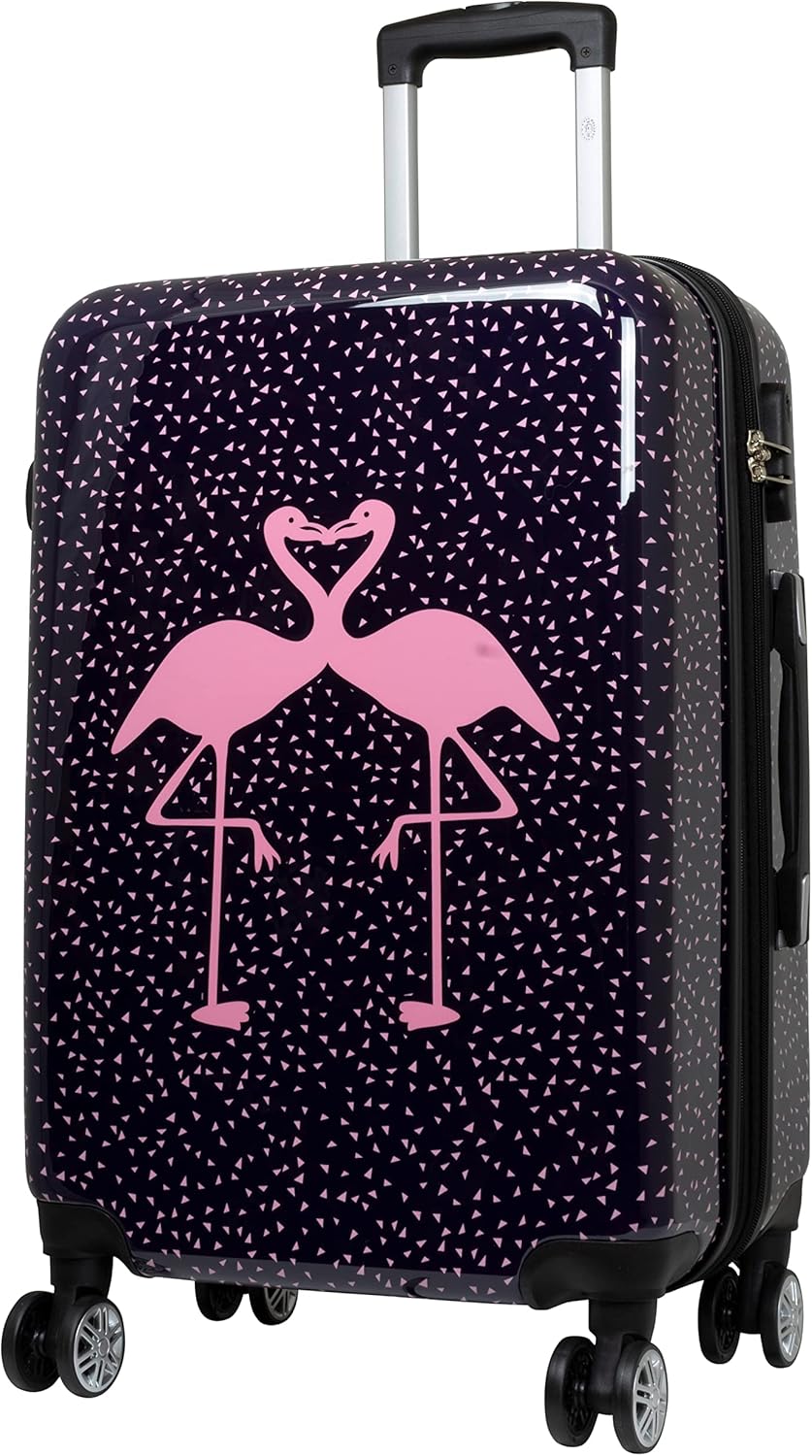 Trendyshop365 buntes Hartschalen Koffer-Set 3-teilig - Flamingo Motiv - 4 Rollen Tiermotiv Kofferset