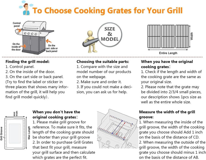 GFTIME Gusseisen Grillrost 43 x 63cm für Enders Boston Pro 3, Enders Monroe Pro 3, Charbroil, Barbec