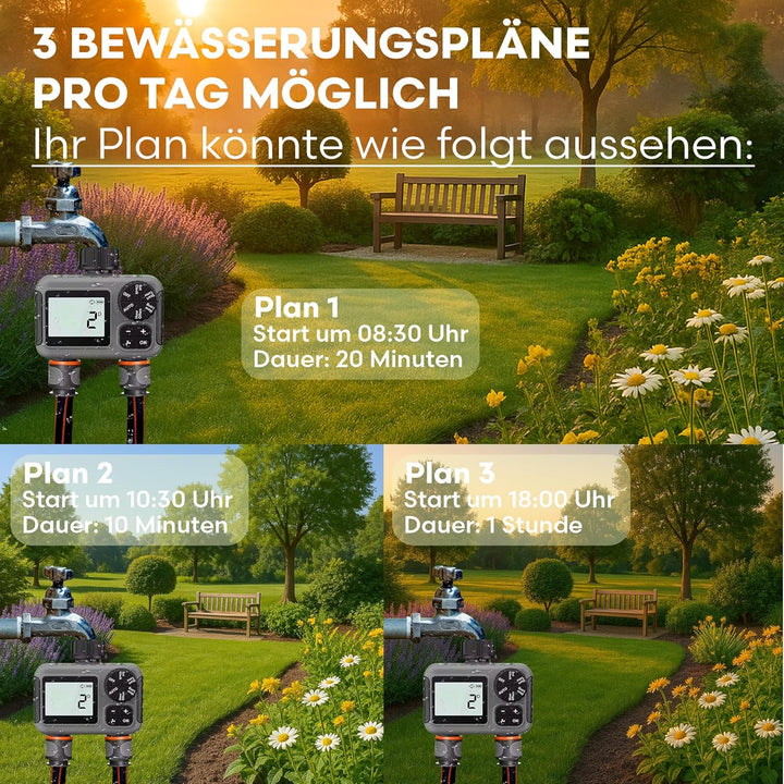 rainfactory Zeitschaltuhr mit 2 Ausgängen, IP55 wasserdicht, Regenverzögerung, Digitale Zeitschaltuh