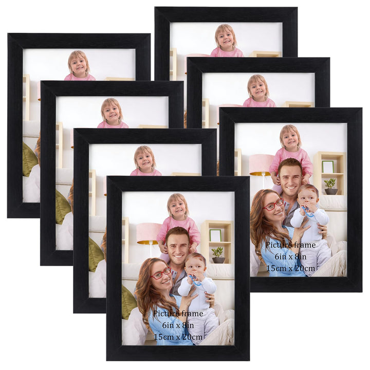 Giftgarden 7 Stück Bilderrahmen Set 15x20 CM für 20x15 CM Fotos und Bilder, Schwarze Fotorahmen Coll