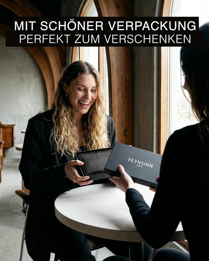 FEYNSINN grosse Geldbörse Damen echt Leder - Portemonnaie Stars - Geldbeutel Damentasche - Ledergeld