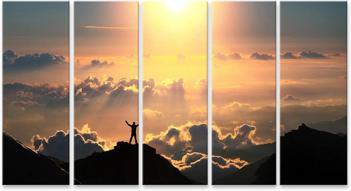 islandburner Bild auf Leinwand Person Auf Berggipfel Über Den Wolken Bilder Wandbilder Poster Leinwa