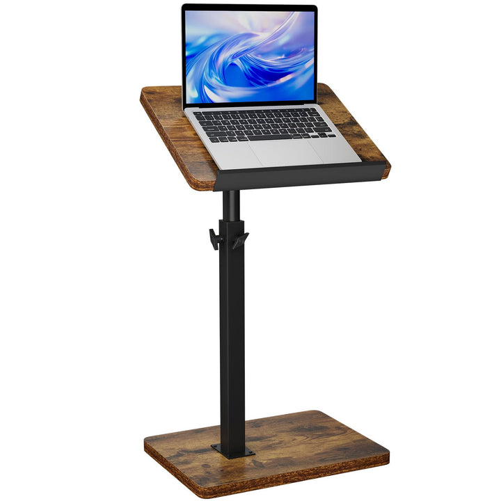 IBUYKE Beistelltisch C Form, 360° Rotierbarer/Höhenverstellbar/Flip Sofatisch, Couchtisch für schmal