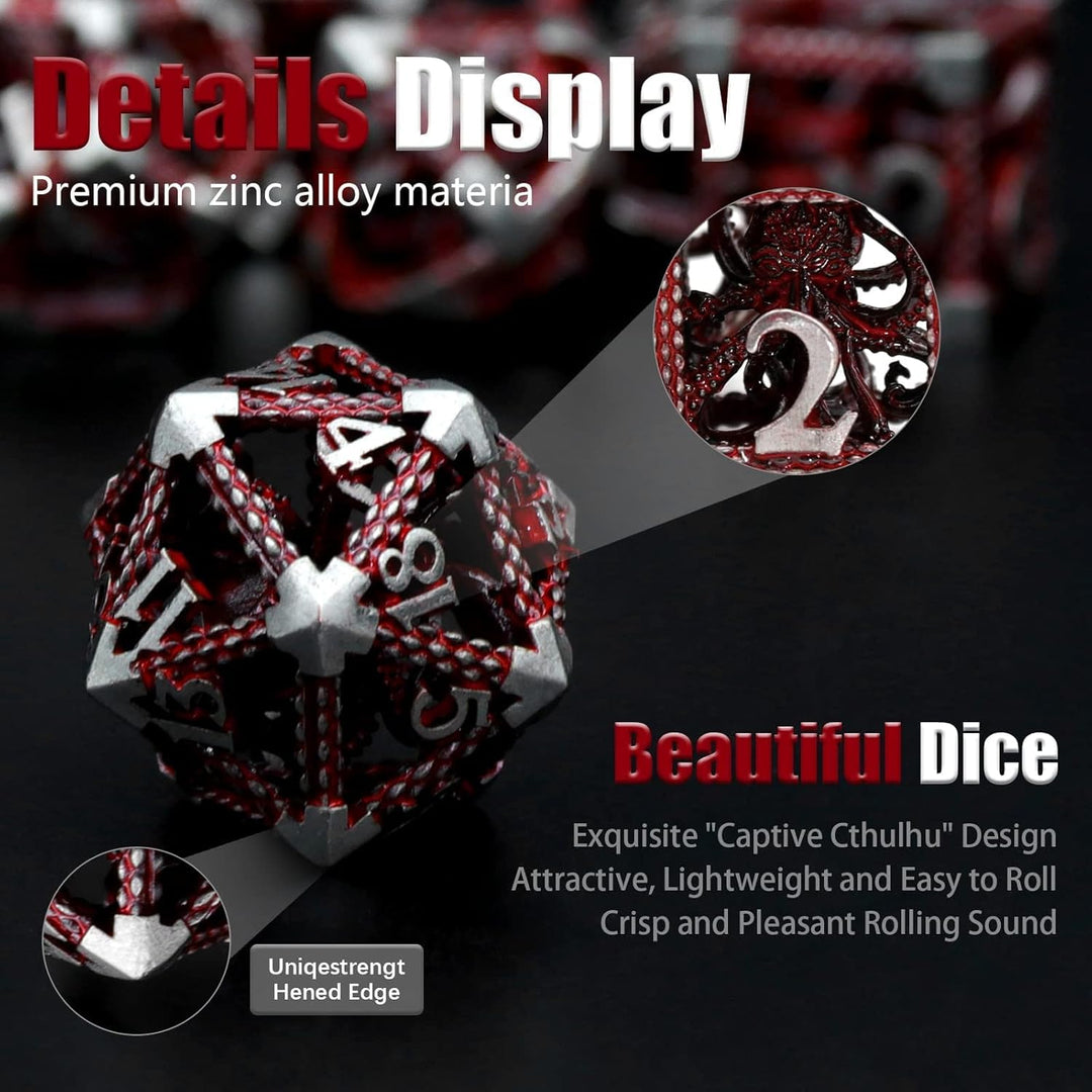DND Würfelset Rollenspiel, Polyedrische Würfel Set D&amp;D Würfel Set Metall ZHOORQI 7 Stück Der Cthulhu