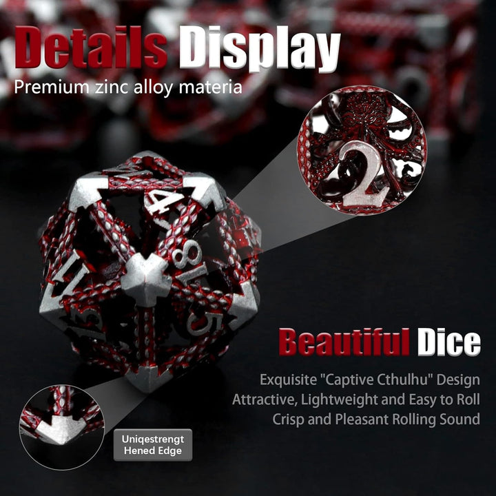 DND Würfelset Rollenspiel, Polyedrische Würfel Set D&amp;D Würfel Set Metall ZHOORQI 7 Stück Der Cthulhu