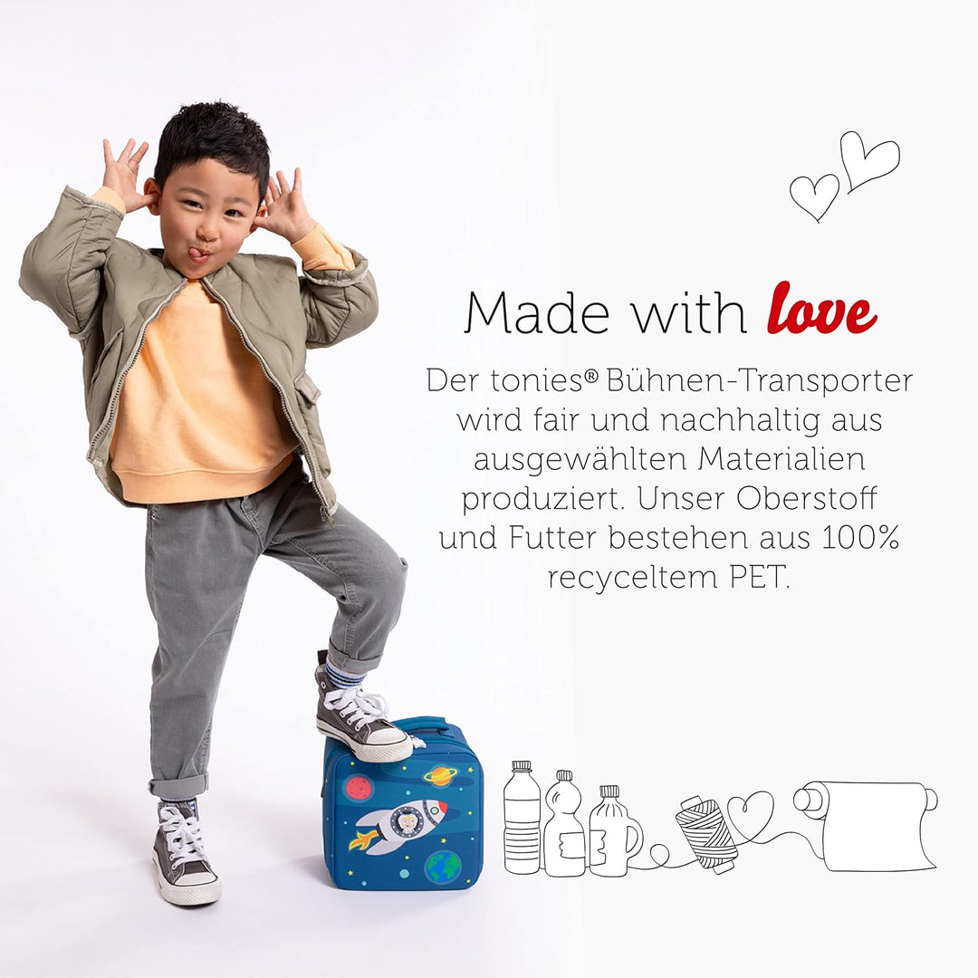 tonies Bühnen-Transporter Durch die Galaxie, Transporttasche für Mind. 14 Hörfiguren, ausklappbare P